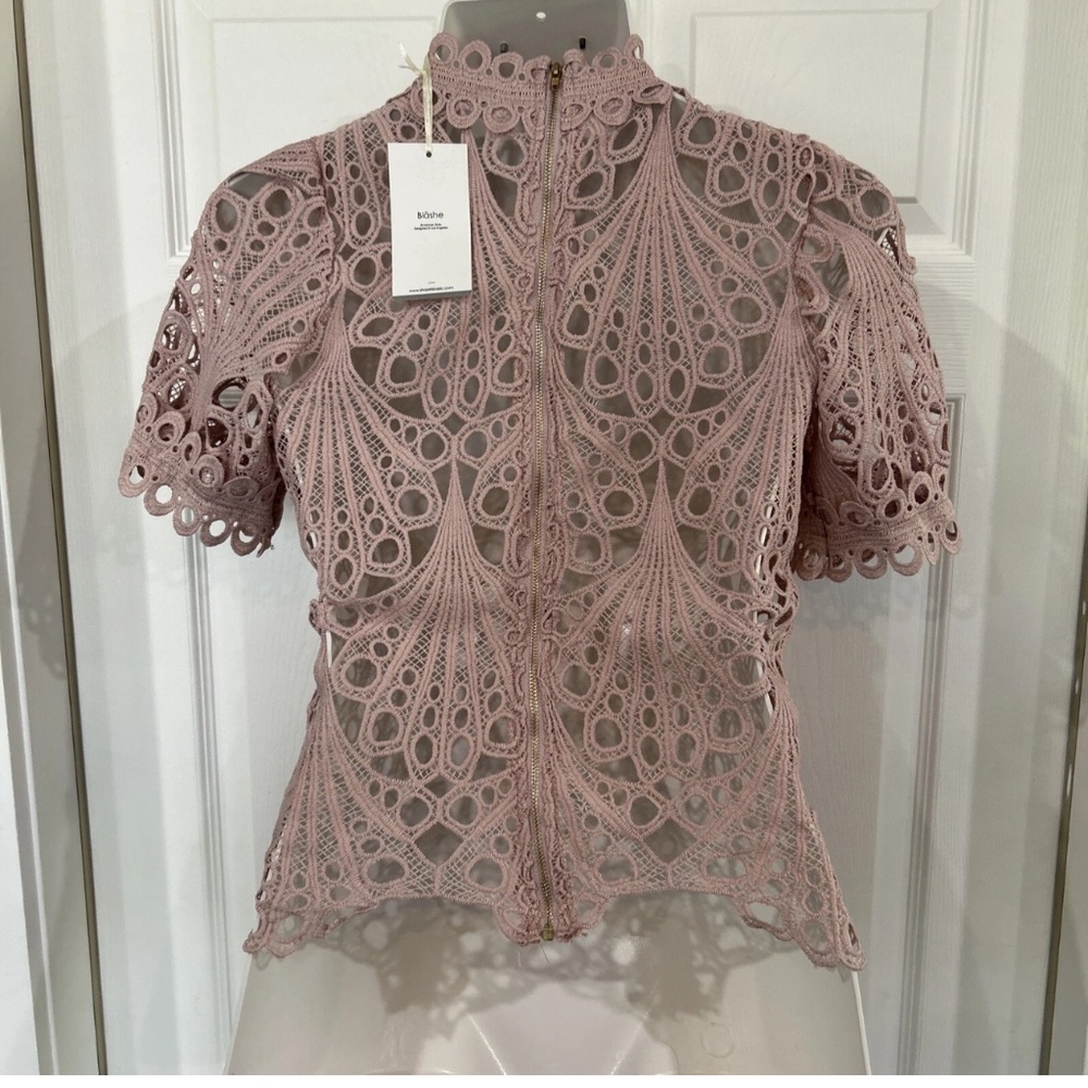Blashe Pink Blush Crochet Knit Top Blouse (Size: S)